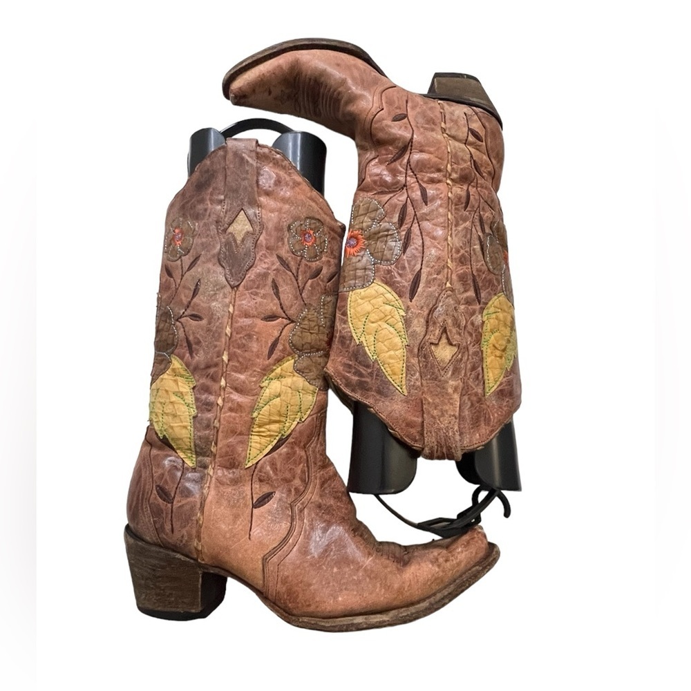 Corral Women's Daisy Overlay Cowgirl Boot Snip Toe - size US 9.5 - Picture 2 of 14